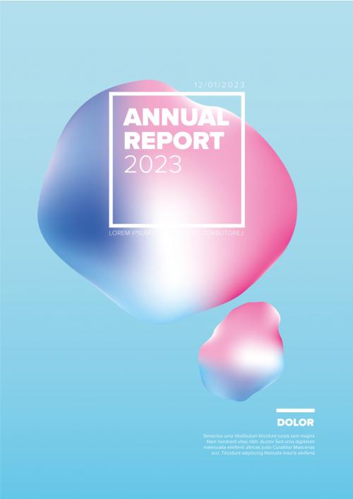 Light Blue and Pink Annual Report Cover Page Template with Modern Abstract Shape