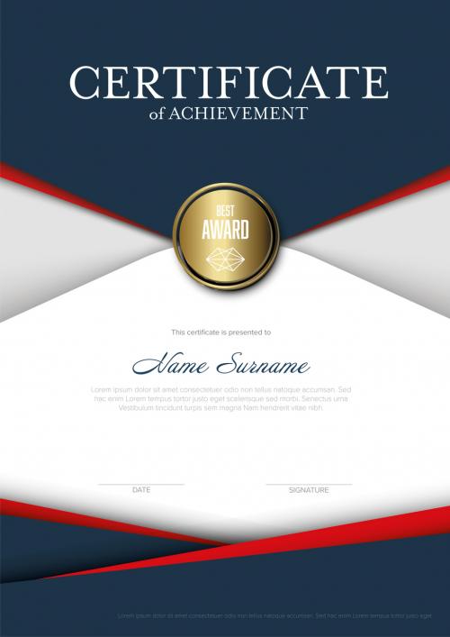 Modern Vertical Certificate Template with Blue and Red Stripes