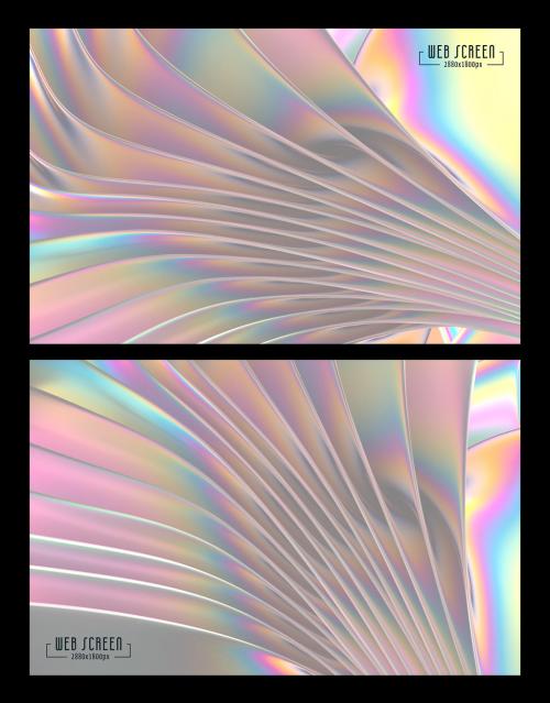 Trendy Holographic 3D Abstract Shape Screen Layout