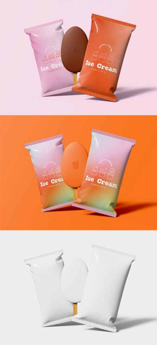 3D Two Popscicle Ice Cream Packaging Mockup