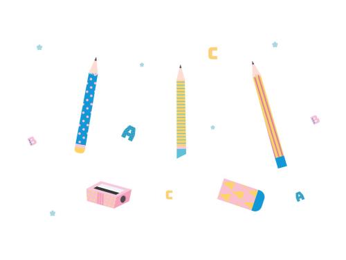 Cute Education Pencil Clipart Illustration