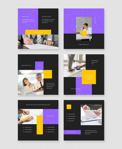Corporate Social Media Layouts with Purple Accent
