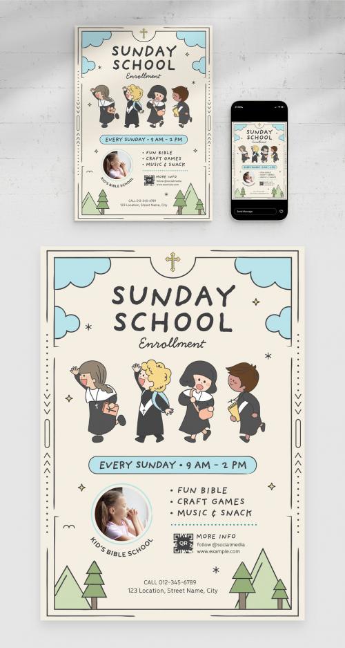 Christian Church Bible Study Sunday School Flyer Poster Layout