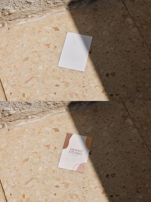 Vertical Business Card Mockup with Shadow