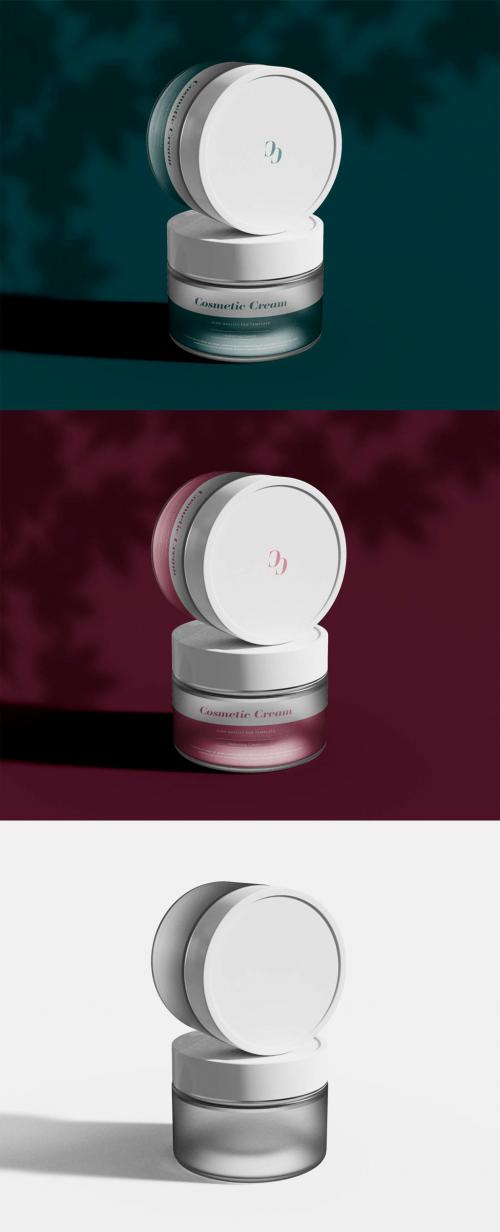 Two Stacked Cosmetic Jars Mockup