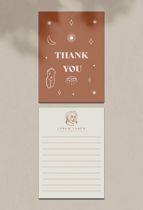 Boho Thank You Card with Face Layout