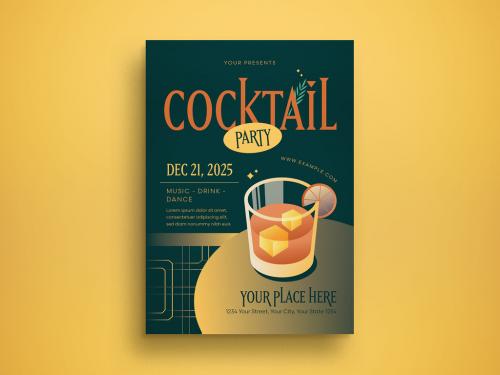 Cocktail Party Green Art Deco Flyer Layout