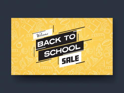 Back to School Sale Banner Yellow Background