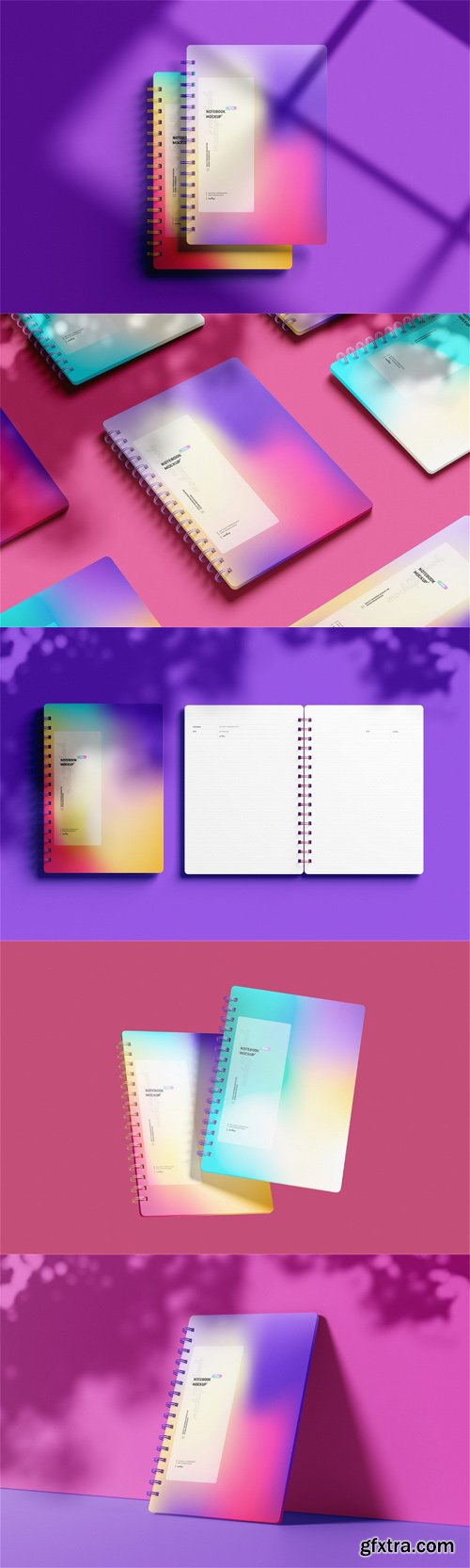 Spiral Notebook With Shadow Overlays - PSD Mockup Templates