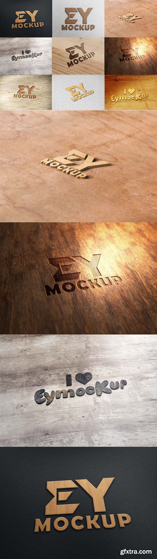9 Wood Logos - PSD Mockup Templates