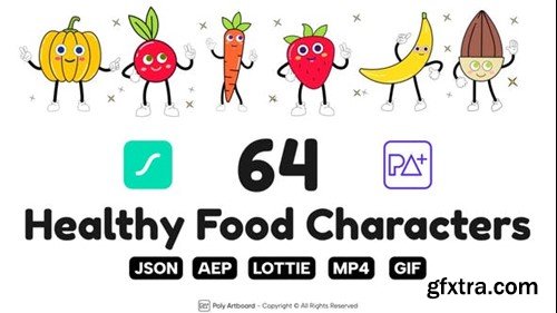Videohive Healthy Food Lottie Characters 51983774