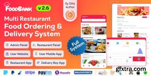 CodeCanyon - FoodBank Multi Restaurant - Food Delivery App | Restaurant App with Admin & Restaurant Panel v2.6 - 35543239 - Nulled