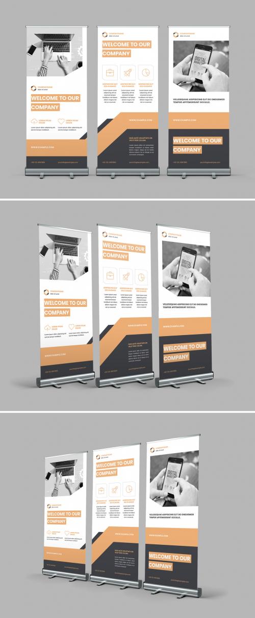 Rollup Banner Set Layout with Orange Accents