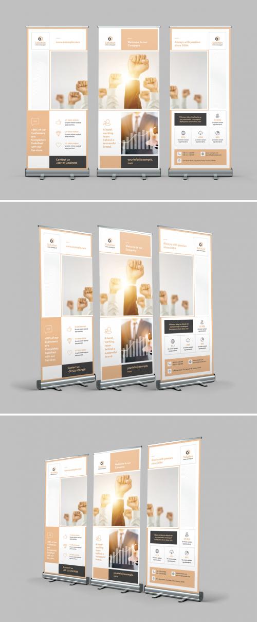 Rollup Banner Set Layout with Beige Accents