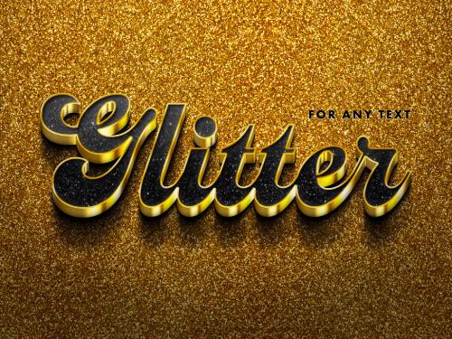3D Gold Glitter Text Effect Mockup