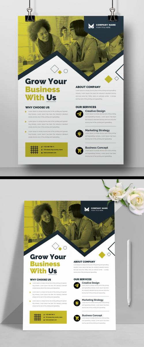 Corporate Flyer Layout with Yellow Accents