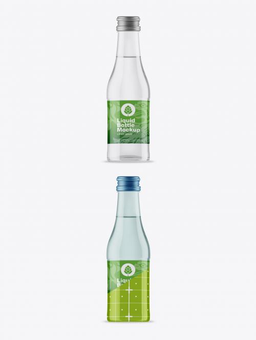 Clear Glass Liquid Bottle Mockup