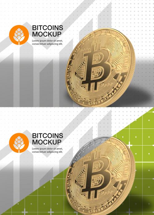 Golden Bitcoin Scene Mockup