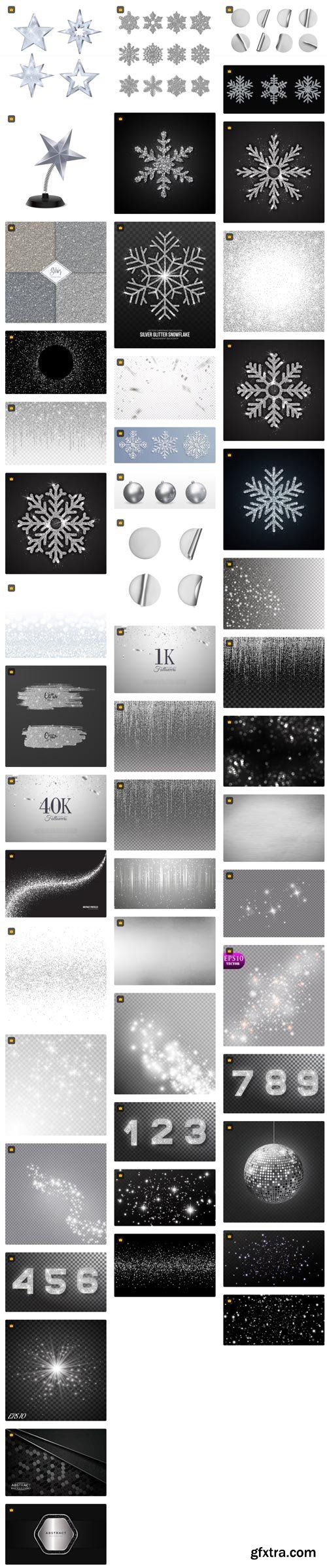 Premium Vector Collections - Silver Glitter - 100xEPS