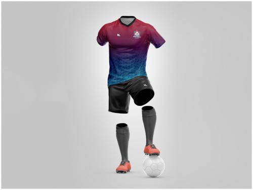 Soccer Uniform Kit Mockup V Neck Back View