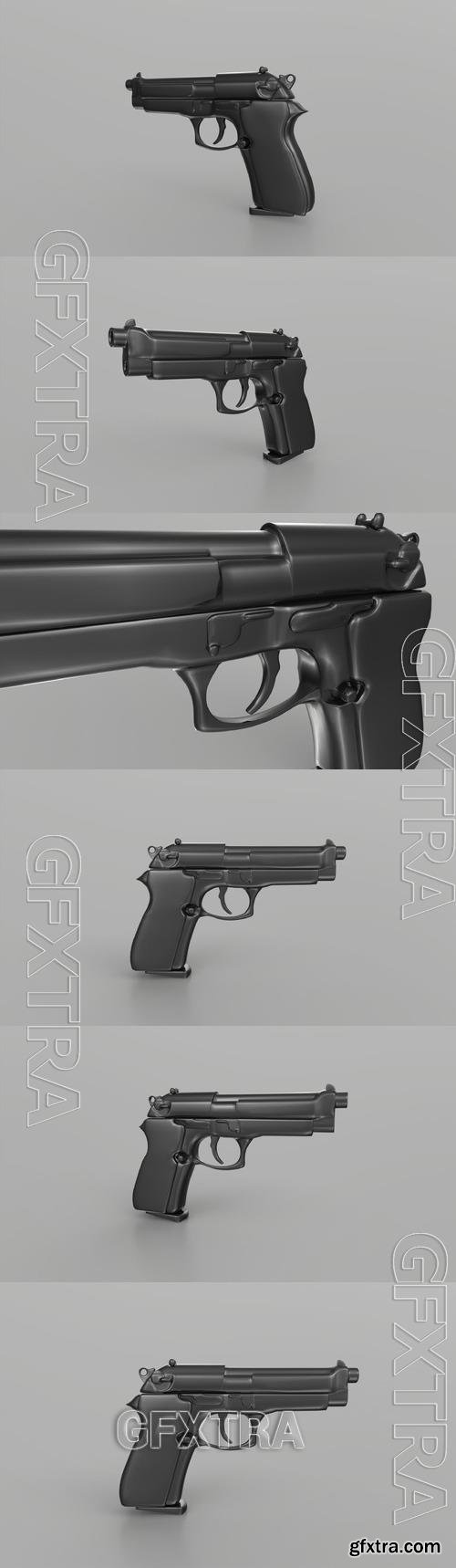 Handgun 3D Low Poly Model