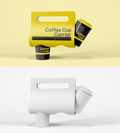 Coffee Cup Holder with Floating Coffee Cup Mockup