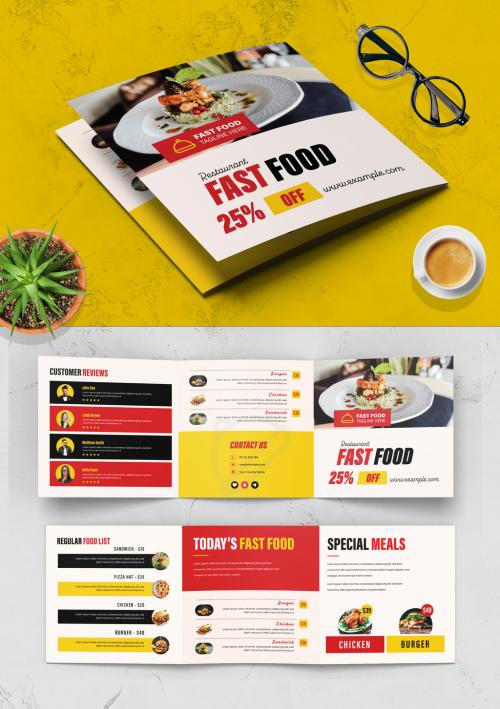 Fast Food Square Trifold Brochure