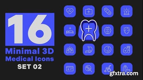 Videohive Minimal 3D - Medical Icons Set 2 52048982