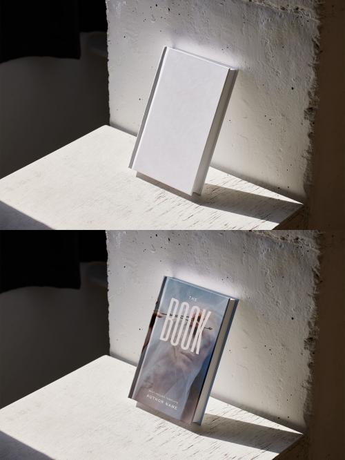 Hardcover Book Mockup with Harsh Shadows