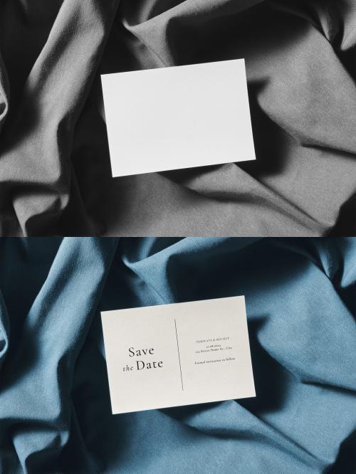 A6 Card Mockup on Customizable Colored Fabric Background