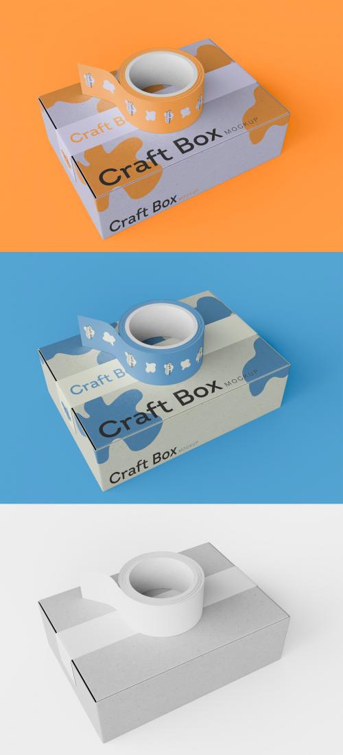3D Box with Editable Label Mockup