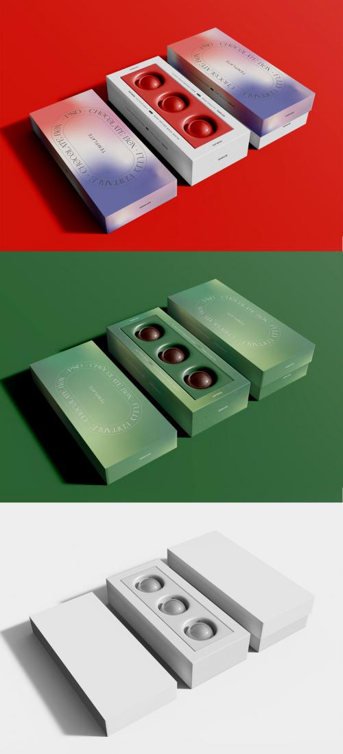 3D Two Rectangular Boxes of Chocolates Mockup