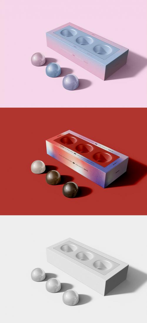 3D Rectangular Box of Chocolates Mockup