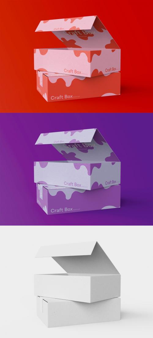3D Cardboard Postal Boxes Mockup