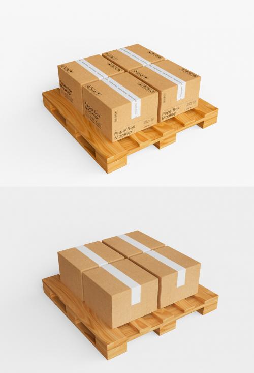 3D Cardboard Boxes Mockup