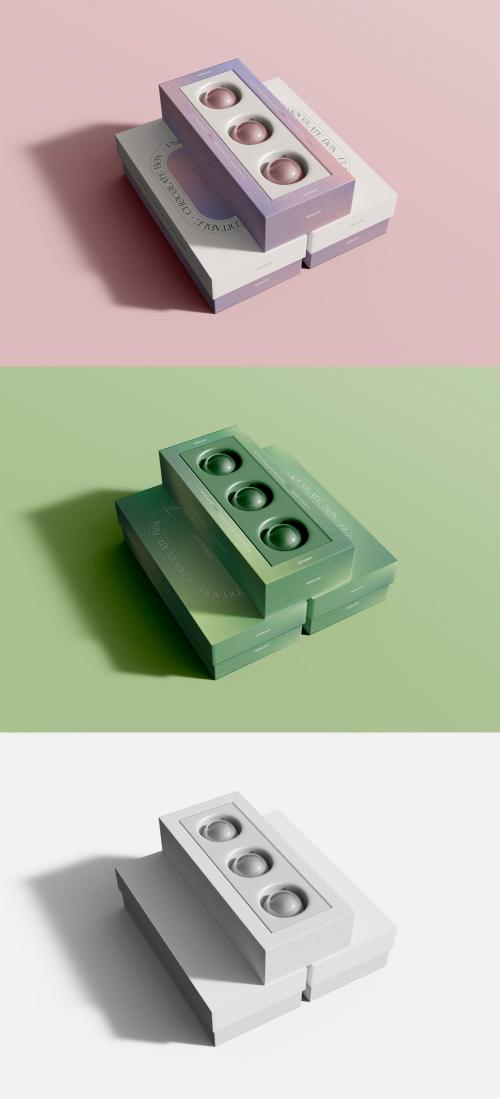 3D Stacked Chocolate Boxes Mockup