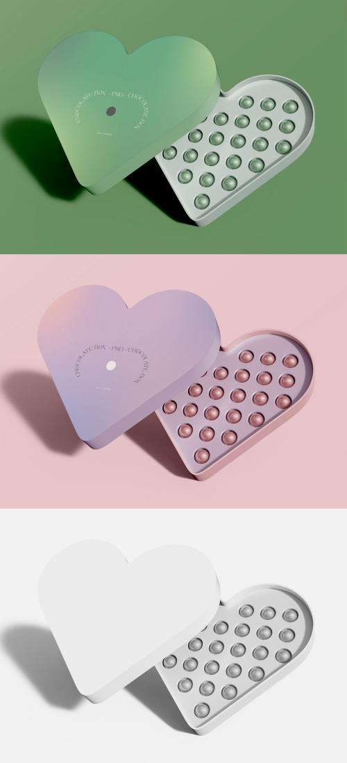 3D Valentine's Box Sweets Mockup