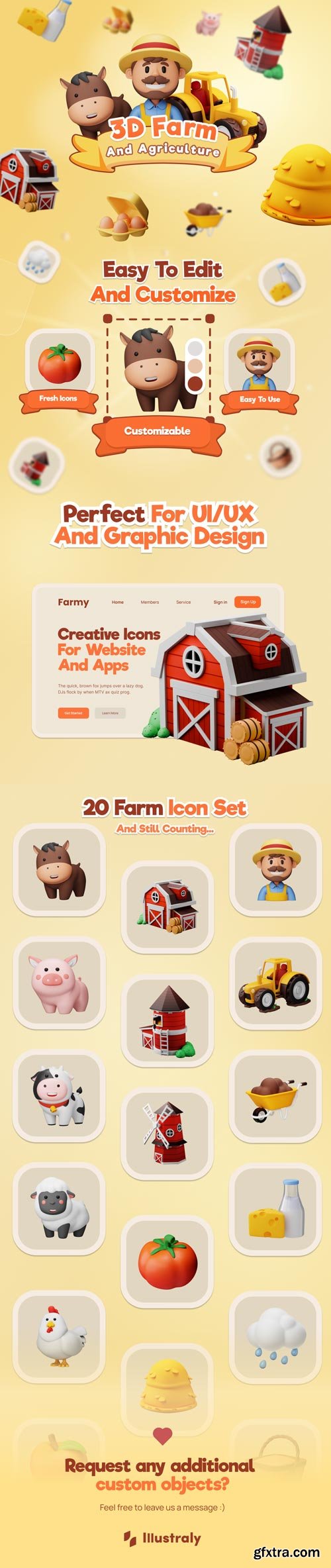 Farmy - Farm And Agriculture 3D Icon Set Model