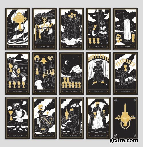 Tarot Cards Minor Arcana Suit of Cups Vessels Goblets