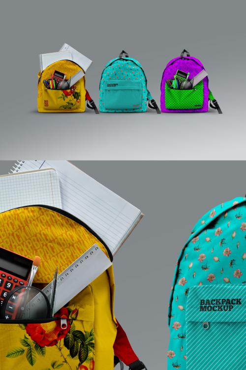 Backpacks Mockup School Set