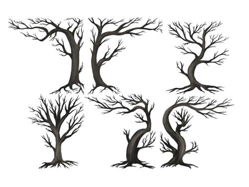 Spooky Haunted Trees Halloween Clipart