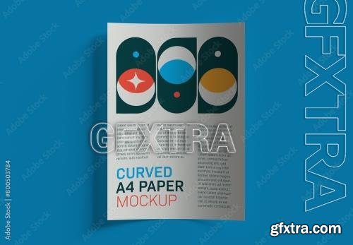 Curved A4 Paper Mockup 800503784