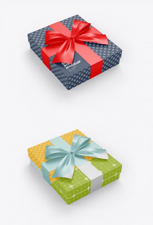Flat Glossy Gift Box Mockup