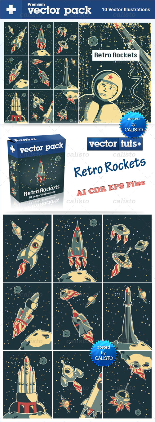 Premium Vector Pack – Retro Rockets