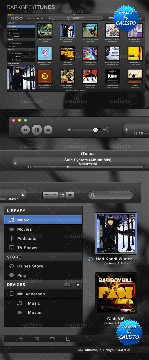 Dark Grey iTunes UI