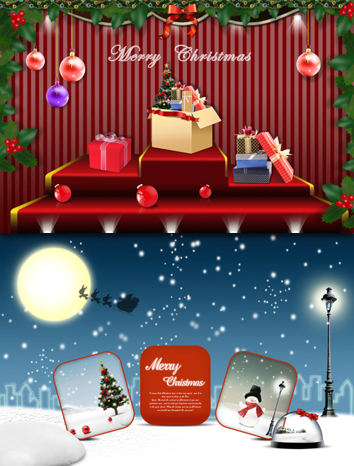 PSD Sources - Night Happy Merry Christmas And New Year 2012 Posters