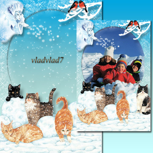 Winter Photoframe with cats - The Snow Queen