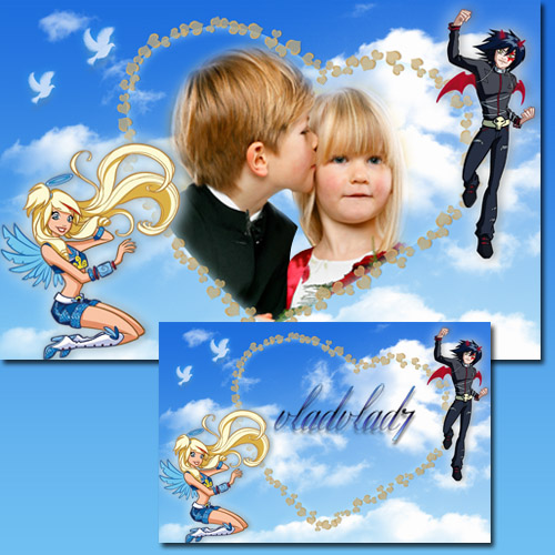 Childish Photoframe - Cartoon by Angel’s Friends - Raf and Sulfus