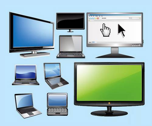Notebook computers and LCD monitors Vector