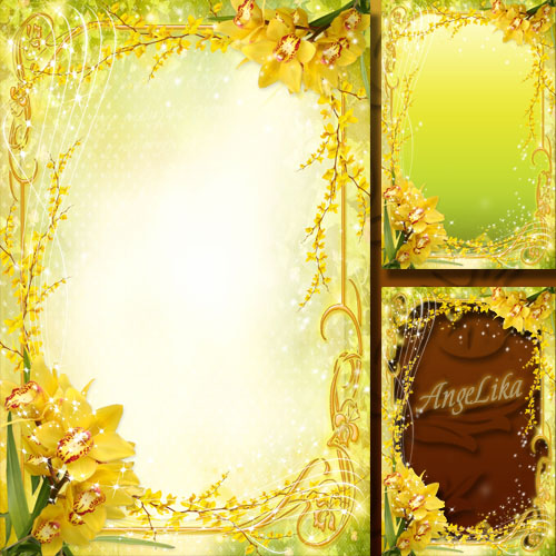 Holiday Flower Frame - Yellow Orchids